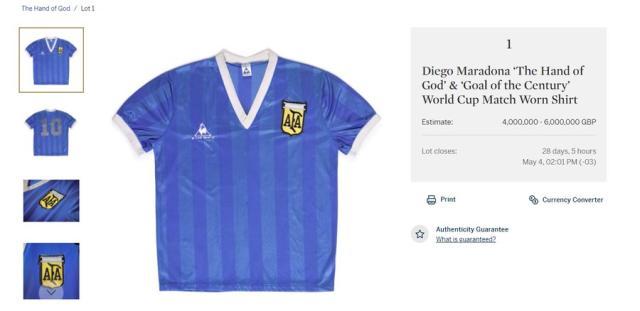 阿网红发起众筹 想拍下“上帝之手”球衣 接它回家